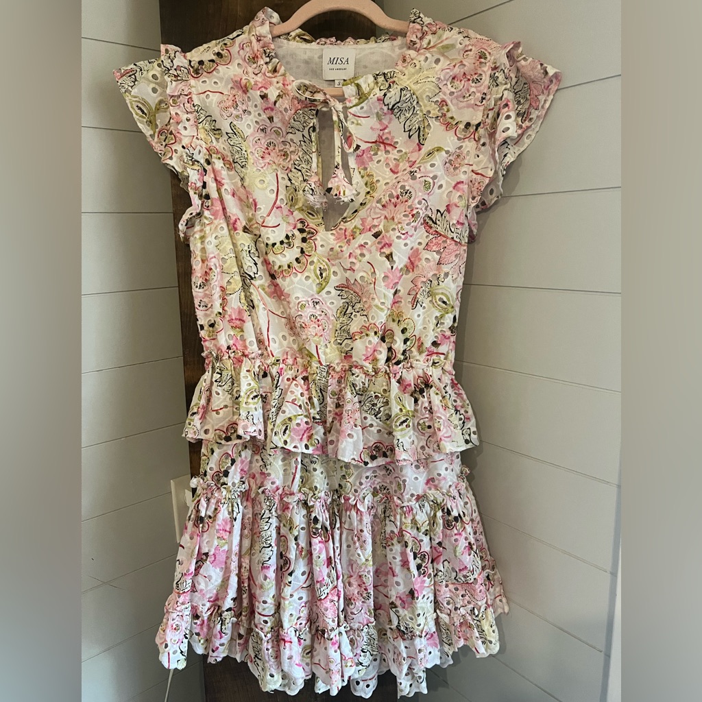 Misa Ruffled Eyelet Mini Dress